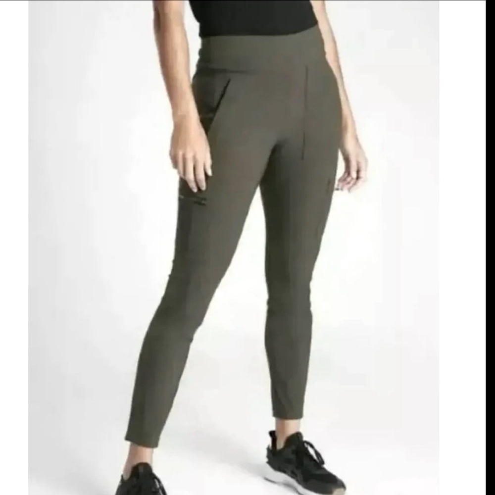Athleta Gray Track Pants with Tapered Leg and Elastic Waistband